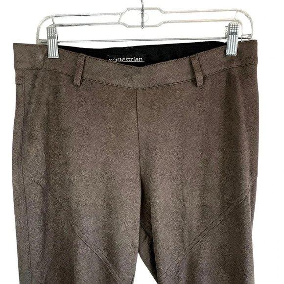 vintage EQUESTRIAN pull on suede-like riding pants - Taupe Brown - Size Small - Picture 1 of 11